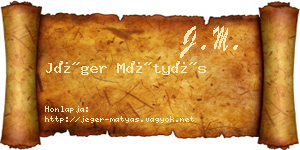 Jéger Mátyás névjegykártya
